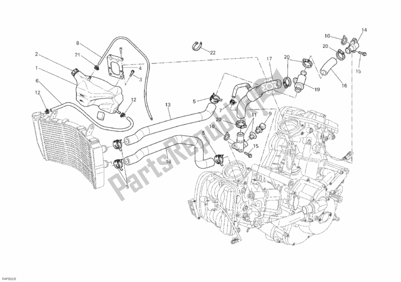 All parts for the Cooling Circuit of the Ducati Superbike 848 EVO 2013